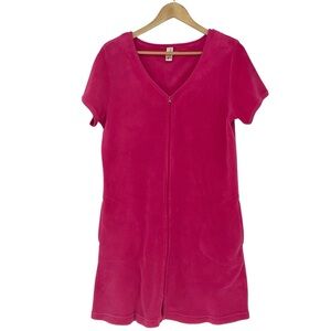 Bobbie Brooks Hot Pink Soft Terry Cloth Zippered Cover Up with Pockets